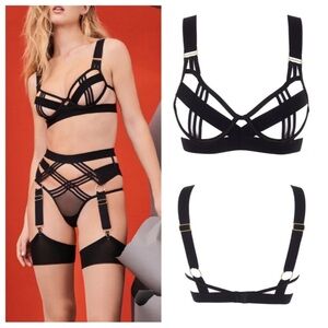 New! Bluebella Sutton strappy cage bra black banded 10511